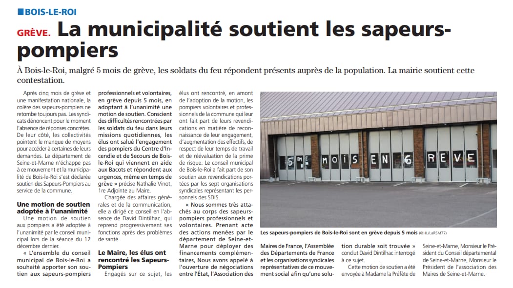 Boisleroi soutient les sapeurs pompier